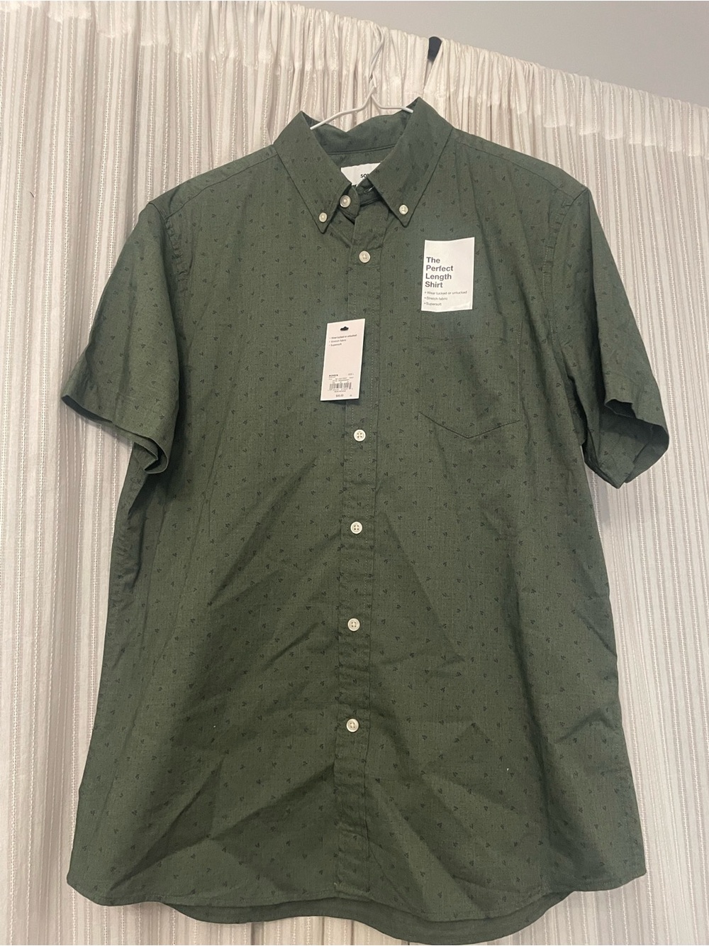 Men's Sonoma Button-Down Short Sleeve Shirt - Olive Green NEW large